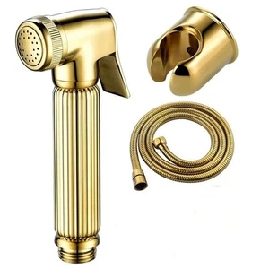 Gold Pvd Brass Hand Held Toilet Bidet Sprayer Set Bathroom Shower Kit - Picture 1 of 3