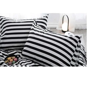 Striped Pillowcases Cotton Standard Black and White Pillow Cases Ticking Set ... - Picture 1 of 6