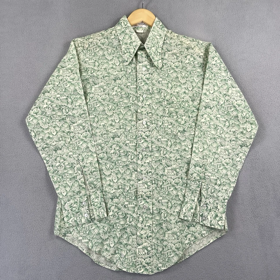 Винтажная мужская рубашка Van Heusen 15,5 32 деревенский микро принт с длинным рукавом вестерн - Изображение 1 из 4