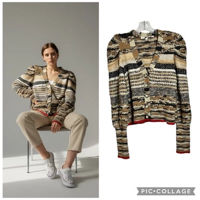 Cárdigan Suéter Cecily by Veronica Barba Mediano Rayas Manga Abullonada (3132) Foto 1 de 4