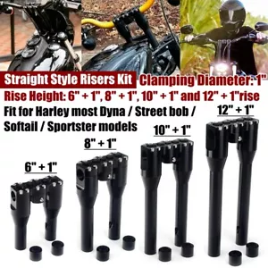 Elevadores de manillar para Harley Davidson estilo club 6" 8" 10" 12" elevación 1" barras negras - Imagen 1 de 36