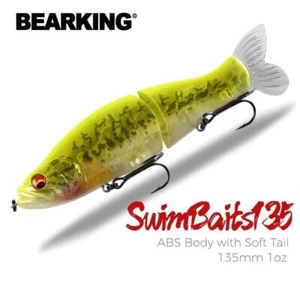 Fishing Lures 135mm 1oz Jointed minnow Wobblers Body with Soft Tail SwimBaits - Picture 1 of 34