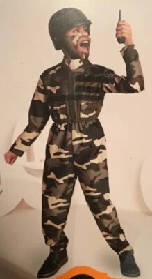 Niños Niños Niñas Pequeño 4-7 Ejército Soldado Camuflaje Mono Disfraz Halloween Foto 1 de 4