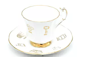 Vintage Tasse Fortune 3 Teeblattbecher Divination Gold Bone China Taylor Kent Rose - Bild 1 von 4