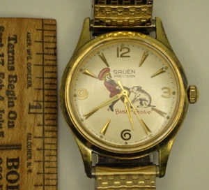 Reloj Hombre Buster Marrón Gruen Precisión Cuerda Manual Buen Estado Funcionamiento - Imagen 1 de 5