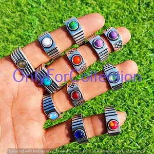 Turquoise & Mix Gemstone Rings Wholesale Lot 10pcs 925 sterling silver plated - Picture 1 of 6
