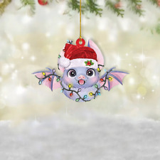 Bat Merry Christmas Ornament, Bat Xmas Ornament, Bat Christmas Tree Ornament