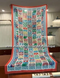 Sallys Cashmere Ring Scarf Wrap Shawl Geometric Print Soft Thin Delicate 78"*39" - Picture 1 of 29