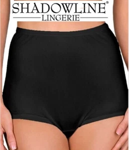 3 Paar Größe 10 schwarz 100 % Nylon Vollslips ShadowLine mit Baumwoll-Schrittfutter - Bild 1 von 1