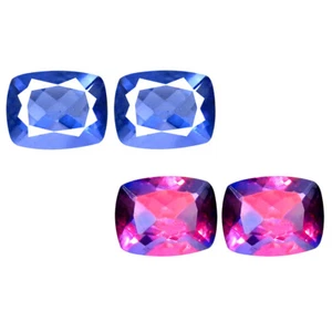 4.89 ct (2pcs) MATCHING PAIR Splendid Cushion (9 x 7 mm) Blue Fluorite Genuine - Picture 1 of 3