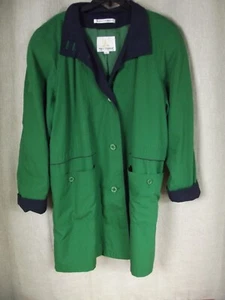 Vintage Misty Harbor Womens X-LARGE Green Navy Lined Rain Wind Jacket Coat XL - Picture 1 of 6
