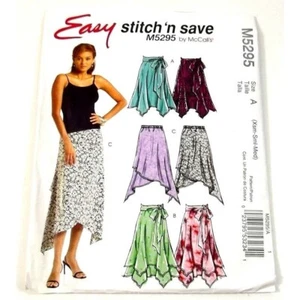 McCalls Pattern 5295 Stitch N Save Waist Skirts With Sash Sizes A XS S M Uncut - Picture 1 of 2