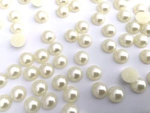 Loose Ivory White Half Pearl Beads Round Flat Back Scrapbook Craft Wedding 6 8mm - Picture 1 of 5