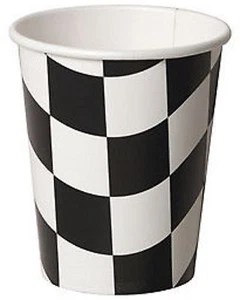 Black & White Check Party Cups 8pk - Grand Prix Racing Party Supplies - Picture 1 of 1