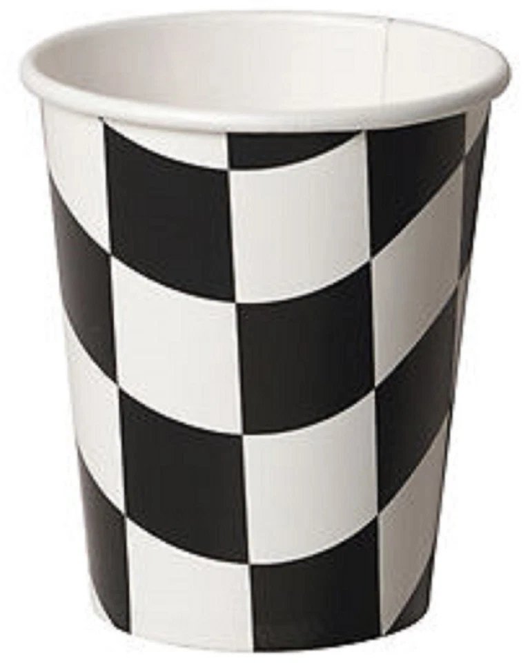 Black & White Check Party Cups 8pk - Grand Prix Racing Party Supplies - Image 1 of 1