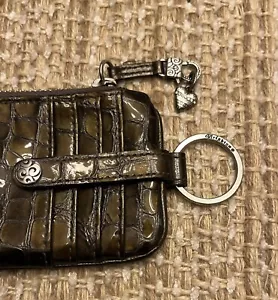 Brighton Metallic Bronze Leather Key Wallet ID Case w/ Heart Charm Boho - Picture 1 of 5