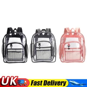 PVC Rucksack Storage Bag Men Women College Student Solid Clear Shoulder Backpack - Imagen 1 de 15
