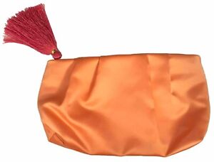 EUC Estee Lauder Orange Makeup Cosmetic Zipper Bag Travel Size 5” x 8”