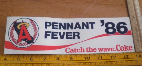 California Angels Pennant Fever 1986 bumper sticker Coke Catch the Wave Anaheim Cover