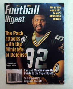 Football Digest Magazine  October 1993 REGGIE WHITE Greenbay Packers Joe Montana - Picture 1 of 2