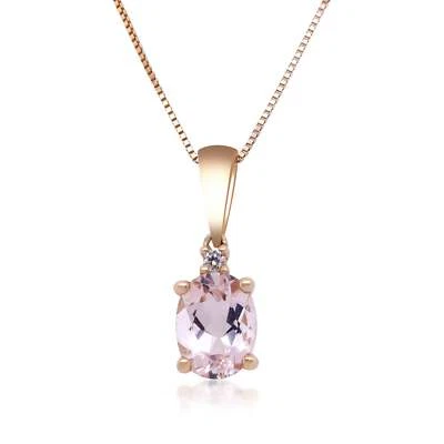 Gin and Grace Jane 10K Rose Gold Oval-Cut Madagascar Morganite Pendant Pink - Image 1 of 4