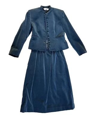 De Colección Evan Picone Mujer Talla 4 Terciopelo Chaqueta Y Falda 2 Piezas Traje Militar ¡BONITO! Foto 1 de 4