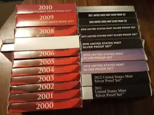 21 Different Silver Proof Sets - with boxes and COA"s included - Picture 1 of 5