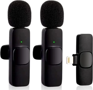 2Pack Plug-Play Wireless Lavalier Lapel Microphone Noise Reductio iPhone iPad - Picture 1 of 6
