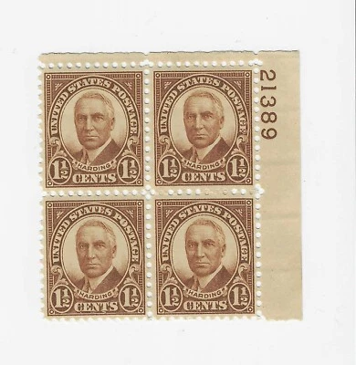 Scott # 684-A203 Warren G. Harding 29th President 1921-23 P# Block of 4 Stamps - Image 1 of 2