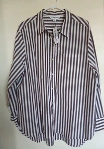 Women's The Drop White Brown Stripe Button Down Blouse Shirt. Size XL NEW - Picture 1 of 3