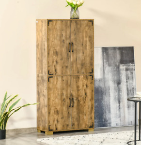 Rustic Storage Cupboard Industrial Style Shelving Unit Tall Room Side Cabinet