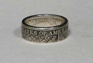 Anillo de monedas ""Hecho a mano"" de medio dólar de plata barber estadounidense en tallas 9-14 - Imagen 1 de 1
