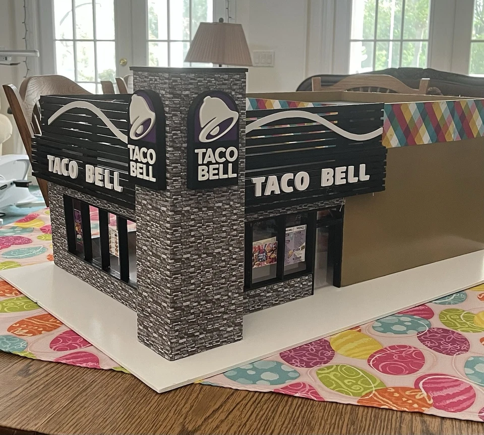 CUSTOMER CUSTOM ORDER O-Scale Taco Bell Restaurant 3D Sign Plastic Decals - Image 1 of 4