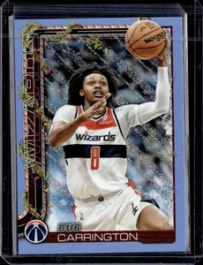 2025-26 Topps Holiday #H76 Bub Carrington Light Blue and White Glitter - Picture 1 of 2
