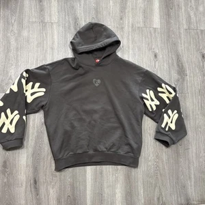Suéter con Capucha Letras Rojas RL Nueva York NY Logo Disperso Gris Manga Abullonada 2XL - Imagen 1 de 9