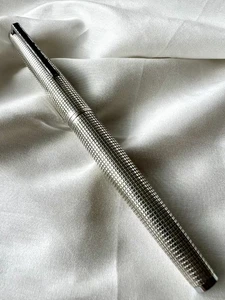 PILOT CUSTOM STERLING SILVER Plaid 18K-WG H1075 Nib-M (White gold) VINTAGE - Picture 1 of 24