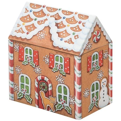 Gingerbread House Storage Tin Dana Kubick Festive Decorative Box 12cm x13cm - Image 1 of 2