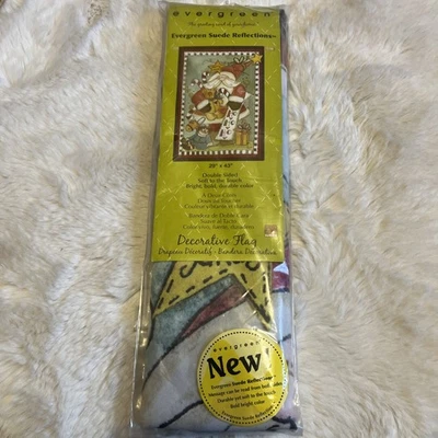 Evergreen Flag Santa With Bear Christmas Double Sided Evergreen Suede Reflection - Image 1 of 4