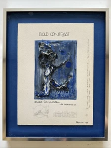 MCM L. Cadillac signiert Original Mixed-Media Gemälde kräftiger Kontrast gerahmt 16x12" - Bild 1 von 7