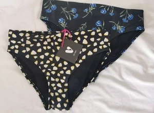 Very Women Swimwear Bikini Bottom Black With Flowers 2Pack Size 14 - Picture 1 of 5