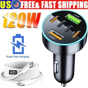 Cargador de coche USB tipo C de carga rápida 120 W para Samsung A17 A16 A15 5G A55 A56 A36 - Imagen 1 de 13