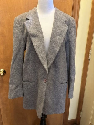Blazer De Colección LL Bean Mujer Lana Mezcla Cachemira Gris Talla 12R - HECHO EN EE. UU. Foto 1 de 4