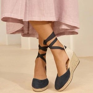 MANEBI Soft Suede Low Wedge Espadrilles Hamptons Patriot Blue EU 38 US 7,5 - Bild 1 von 12