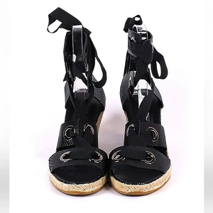 Donald J Pliner black lace up espadrille sandals wedges WOMEN’S SIZE 7 - Picture 1 of 9