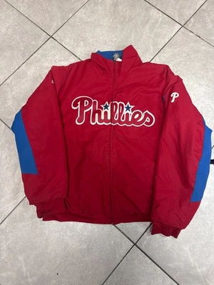 Majestic Philadelphia Phillies Triple Peak Baseball Coat Jacket Red Blue Size XL - Image 1 of 4
