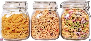 ComSaf Luftdicht Glas Kanister 3er Set mit Deckel 34oz Lebensmittel Aufbewahrung Glas Quadratisch - - Bild 1 von 6