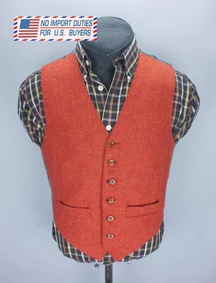 HOLLAND & SHERRY Mens Tweed Waistcoat Carrot Wool Vest Size 38* Vest Wool - Image 1 of 4
