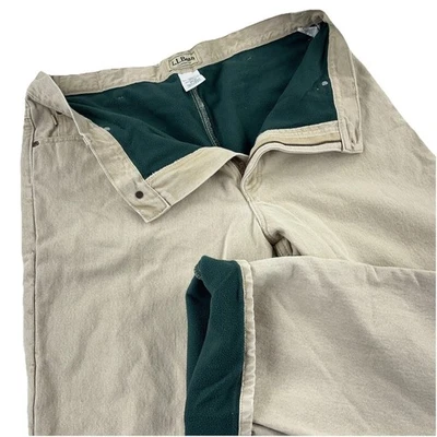 Pantalones de Trabajo LL Bean Jeans Hombres 38x30 Tostado Pierna Recta Forrados de Vellón Invierno Caza Foto 1 de 4
