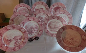 10 Adams Currier Ives Engravings for the People Lithographer 10.5" Dinner Plates - Picture 1 of 13