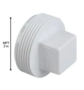 1 PVC 2" DWV Cleanout Plug Male Threated Cap Plug For Clean Vent Drain - Picture 1 of 7